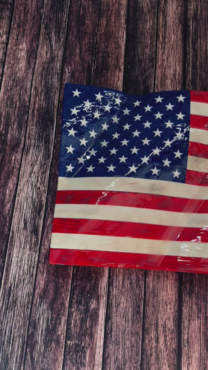 Original Wavy Rustic Wooden American Flag